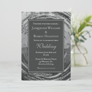Elegante silberne Flüssig-Chrom-Wasser-Hochzeit Einladung
