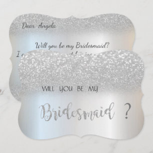 Elegante silberne Glitter-Bokeh-Brautjungfern-Kart Einladung