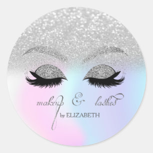 Elegante silberne Glitter-Bokeh, Holographie-Kunst Runder Aufkleber