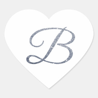 Elegante silberne Glitter-Monogramm-B-Umschlag-Sie Herz-Aufkleber