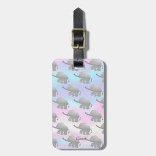 Elegante silberne Glitterelefanten holografisch Gepäckanhänger