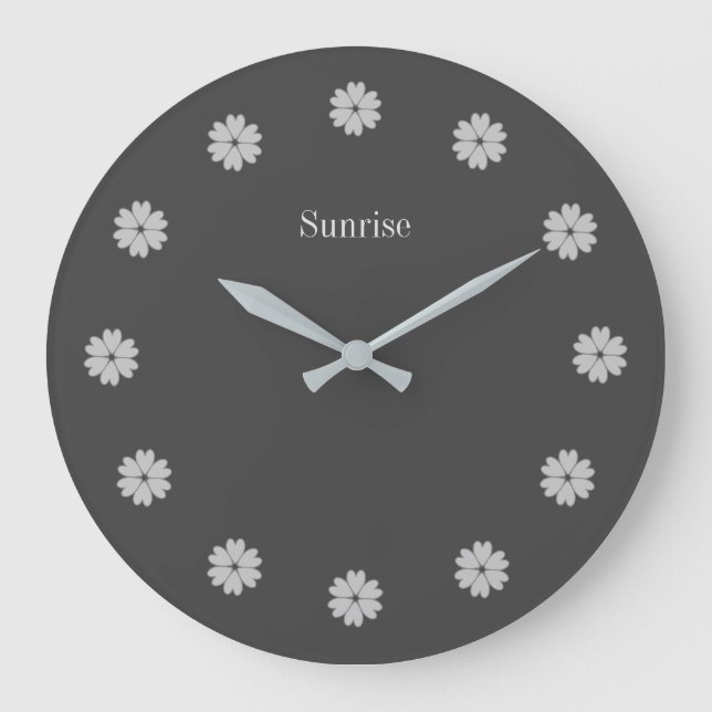 Elegante silberne graue Blume Uhr (Vorderseite)