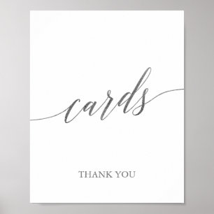 Elegante silberne Kalligrafie-Hochzeitskartengruß Poster