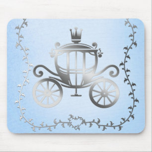 Elegante silberne Kutsche Blaue Märchenprinzessin Mousepad