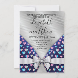 Elegante silberne Linien Einladungs-Schleife und H Einladung