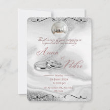 Elegante silberne QR-Code-Hochzeitseinladungskarte