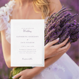 Elegante silberne Rahmen-Lavendel-Text-Hochzeit Si Folieneinladung