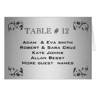 Elegante silberne Tischnummerschablonenhochzeit
