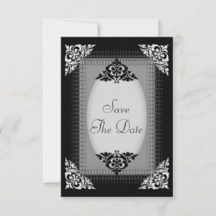 Elegante silberne und schwarze Save-the-Date-Hochz Save The Date