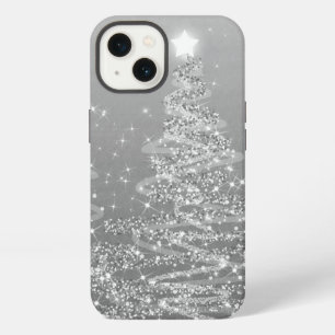 Elegante silberne Weihnachtsbäume funkelnd iPhone 13 Hülle