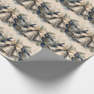 Elegante silberne Weihnachtsglocken Aquarell Geschenkpapier