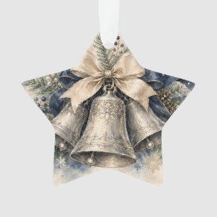 Elegante silberne Weihnachtsglocken Aquarell Ornament