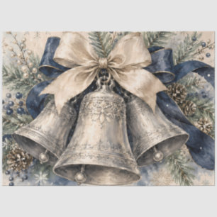 Elegante silberne Weihnachtsglocken Aquarell Seidenpapier