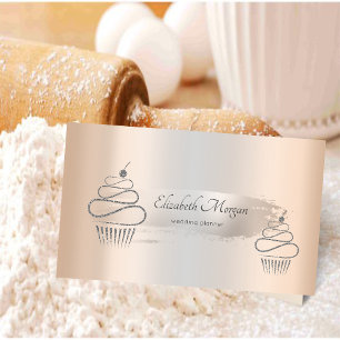 Elegante Silberpinselstrich, Glitter-Cupcakes Visitenkarte
