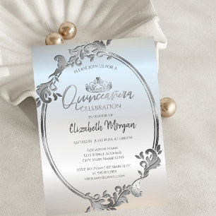 Elegante Silberrahmen-Tiara Quinceañera  Einladung