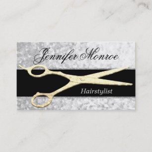Elegante Silberund Goldhairstylist-Verabredung Terminkarte