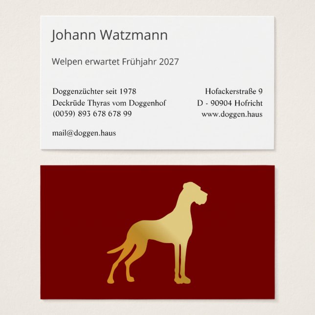 Elegante silhouet van een Deense dog  (Vorne & Hinten)