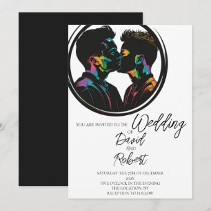 Elegante Silhouette der Niedlichen Gay Couple Wedd Einladung