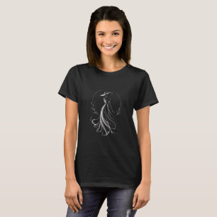 Elegante Silhouette einer Frau im Kranz-Liniendesi T-Shirt