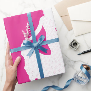 Elegante Silhouette einer Frau in "Flower Gown" Geschenkpapier