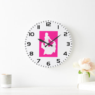 Elegante Silhouette einer Frau in "Flower Gown" Große Wanduhr