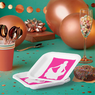 Elegante Silhouette einer Frau in "Flower Gown" Pappteller