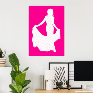 Elegante Silhouette einer Frau in "Flower Gown" Poster
