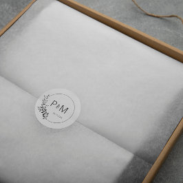 Elegante Silhouette von Blätter Runder Aufkleber