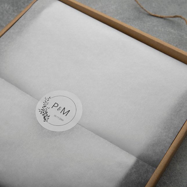 Elegante Silhouette von Blätter Runder Aufkleber (Von Creator hochgeladen)