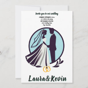 Elegante Silhouette von Braut und Bräutigam Einladung