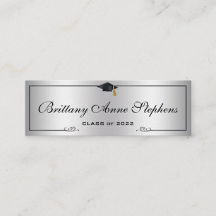 Elegante Silver 2 Graduation Cap Name Card Einlege Telefonnummerkarte