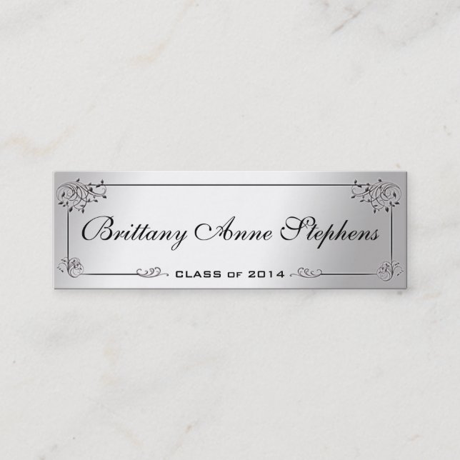 Elegante Silver Abschluss Name Card Einlegen Telefonnummerkarte (Vorderseite)