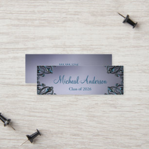 Elegante Silver Abschluss Name Card Telefonnummerkarte