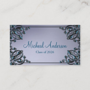 Elegante Silver Abschluss Name Card Telefonnummerkarte
