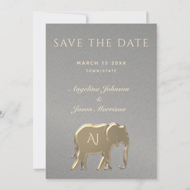 Elegante Silver and Gold Wedding Save The Date (Vorderseite)