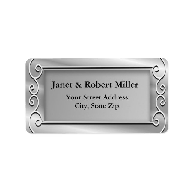 Elegante Silver Background Address Labels Adressaufkleber (Vorne)