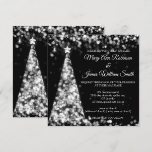 Elegante Silver Black Weihnachts-Hochzeit Einladung