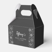 Elegante Silver Black Winter Wonderland Babydusche