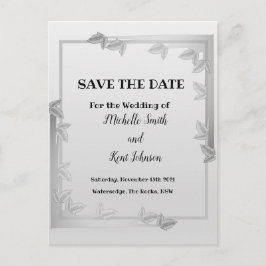 Elegante Silver Blätter Design Save the Date Karte