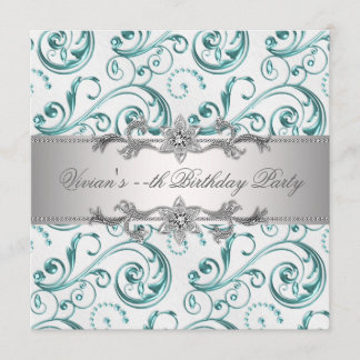 Elegante Silver Blue Jeder Anlass Party Einladung