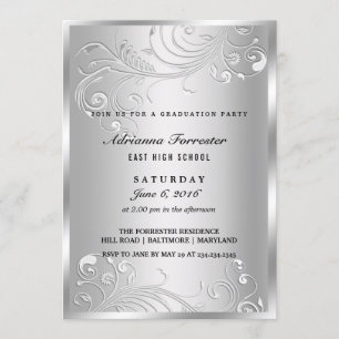 Elegante Silver Blüh Graduation Party Einladung