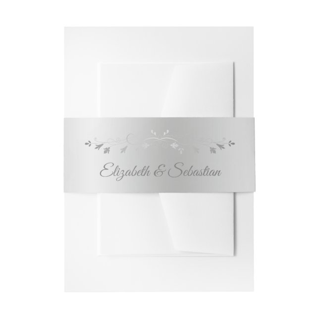 Elegante Silver Blüh Wedding Invitation Band (Vorderseite Beispiel)