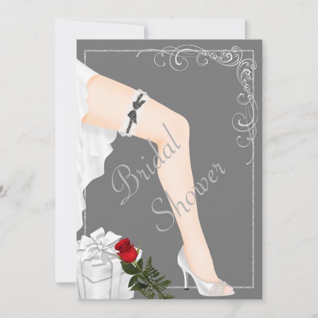 Elegante Silver Bridal Dusche Einladung (Vorderseite)