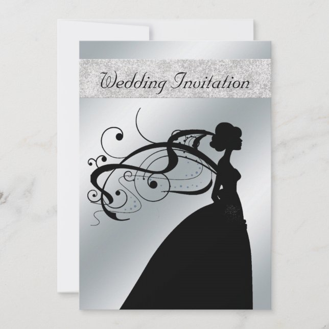 Elegante Silver Bride Einladung zur Hochzeit (Vorderseite)