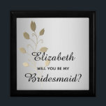 Elegante Silver Bridesmaid Vorschlagskiste Erinnerungskiste<br><div class="desc">Einfache,  elegante,  luxuriöse silbergraue Bräunungsjacke mit Imitaten goldenen Blumendekor.</div>