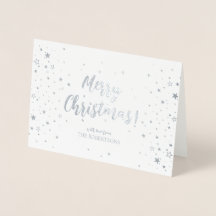 Elegante Silver Calligraphy Christmas Foil Card