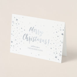 Elegante Silver Calligraphy Christmas Foil Card Folienkarte