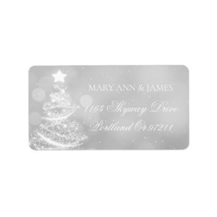 Elegante Silver Christmas Adressaufkleber