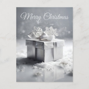 Elegante Silver Christmas Geschenkboxen mit Schnee Postkarte