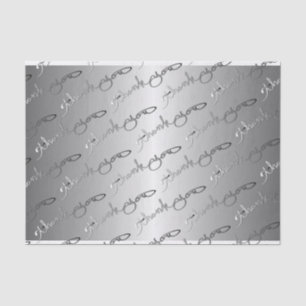 Elegante Silver Color "Danke" Handgeschriebene Seidenpapier